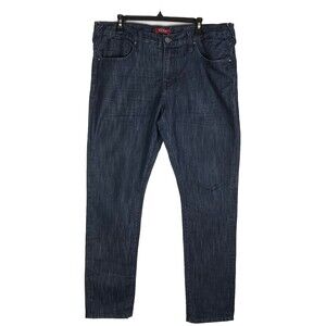 Guess Jeans Mens 36x32 Medium Rise Tapered Slim Halsted Fit Dark Wash Preppy